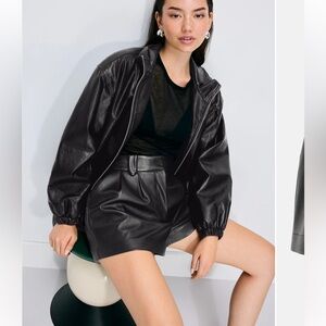 Brand New Peter Som Black leather shorts size 4
